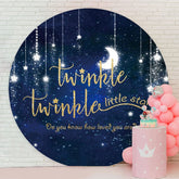 Aperturee - Dark Blue Light Little Star Round Baby Shower Backdrop